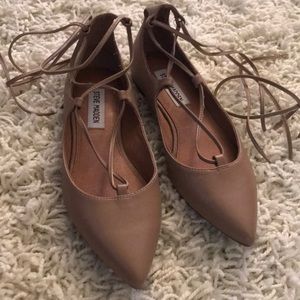 Lace Up Pointed Flats